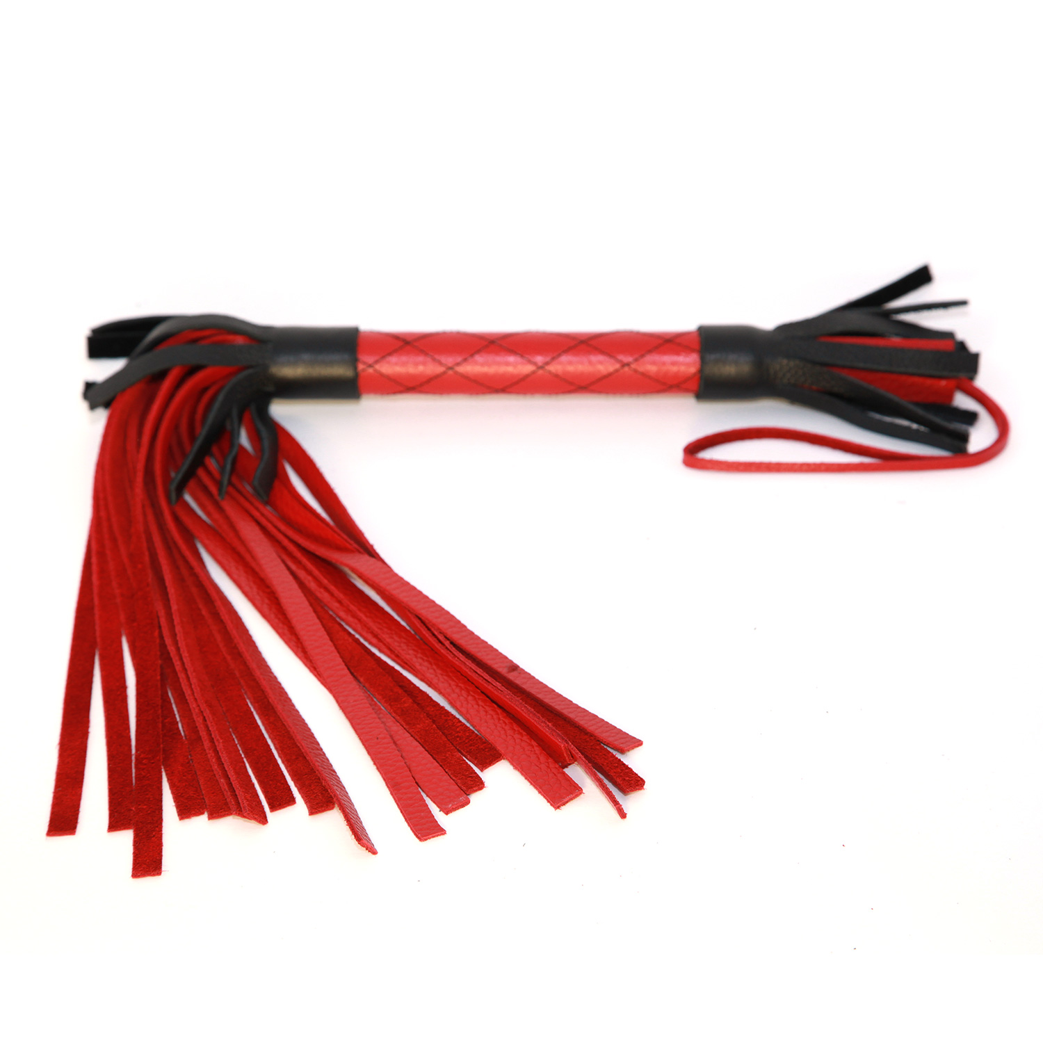 Плетка BDSM Арсенал из натуральной кожи красно-черная длина хлыстов 42 см