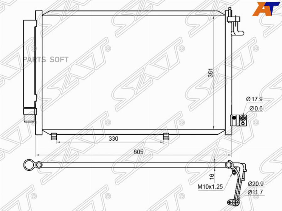 SAT Радиатор кондиционера FORD FIESTA 09-
