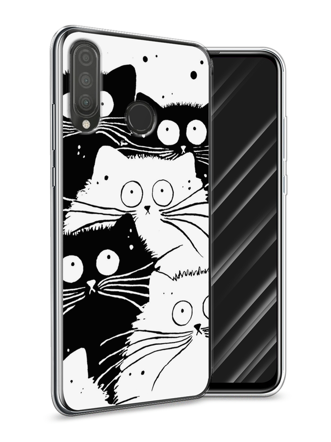 фото Чехол awog "коты черно-белые" для huawei p30 lite
