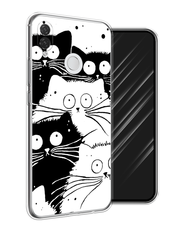 

Чехол Awog на Huawei P Smart Plus "Коты черно-белые", Черный;белый, 68250-2