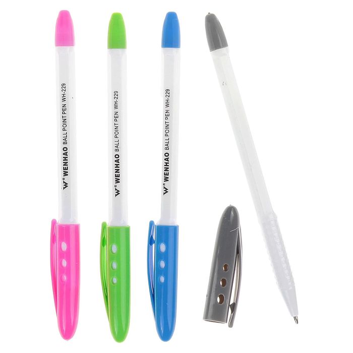 

Ручка шариковая WH-229, 1.0 мм, стержень синий, с цветным колпачком, Собственный импорт канцтовары