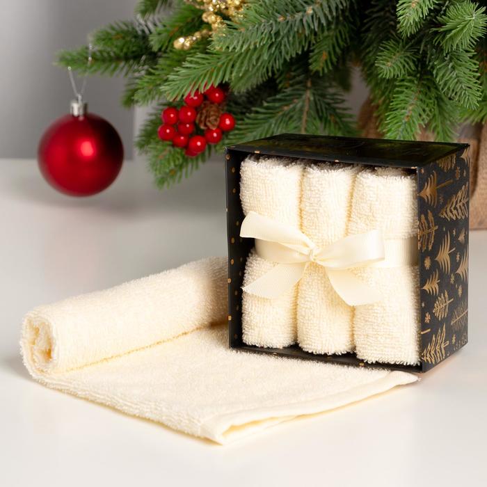 

Набор махровых полотенец Merry cristmas 30х30 см - 3 шт, хлопок 340гр/м2