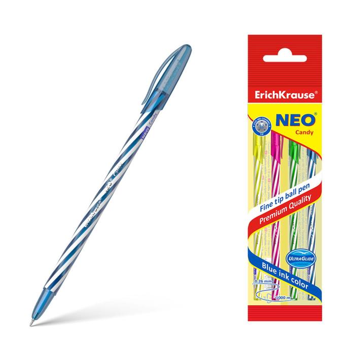 

Ручка шариковая ErichKrause Neo Candy, чернила синие, 4 штуки