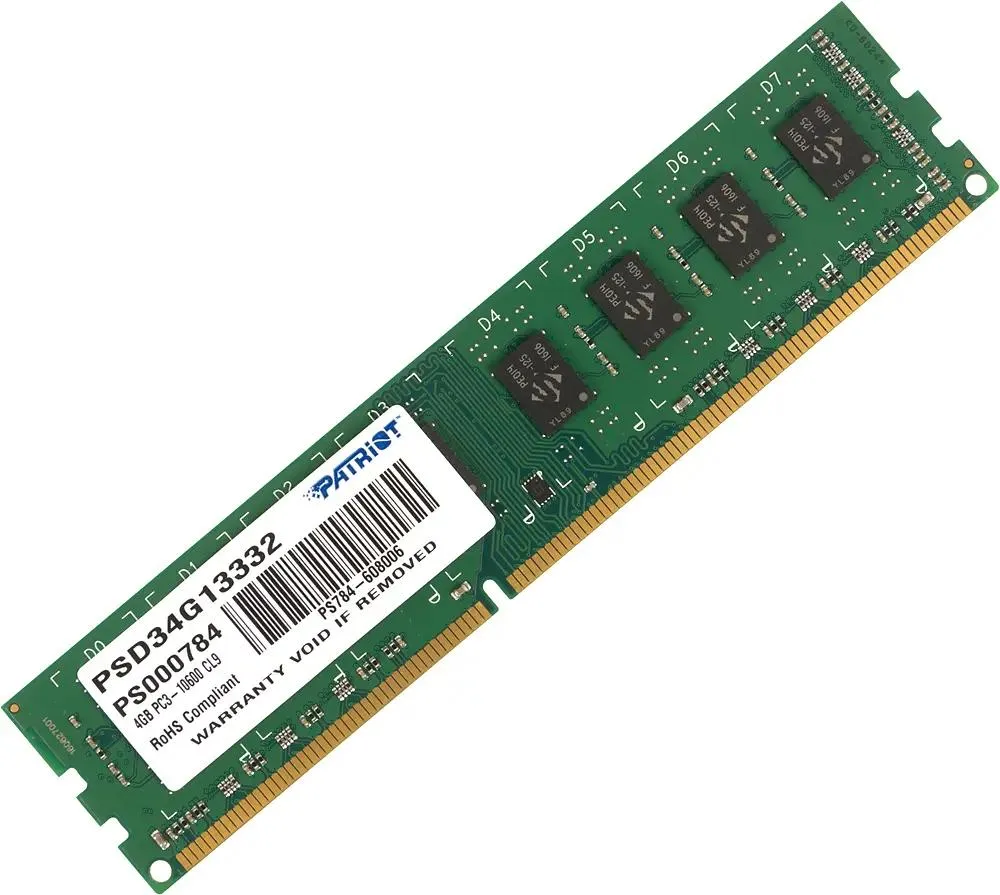 

Оперативная память Patriot Memory (PSD34G13332), DDR3 1x4Gb, 1333MHz