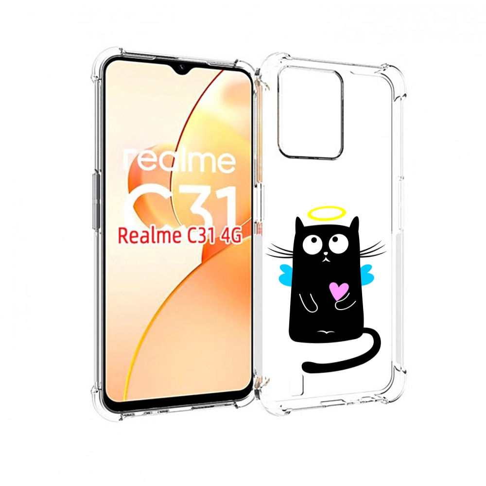 

Чехол MyPads Кот ангелок для OPPO Realme C31, Прозрачный, Tocco