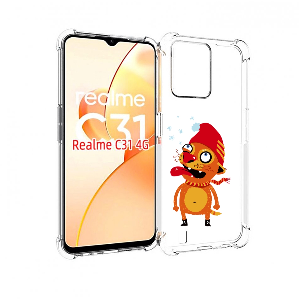 

Чехол MyPads Зимний кот для OPPO Realme C31, Прозрачный, Tocco