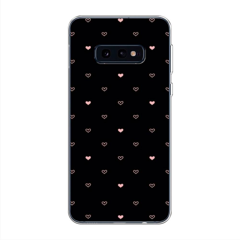 фото Силиконовый чехол "черный фон и сердечки" на samsung galaxy s10e awog