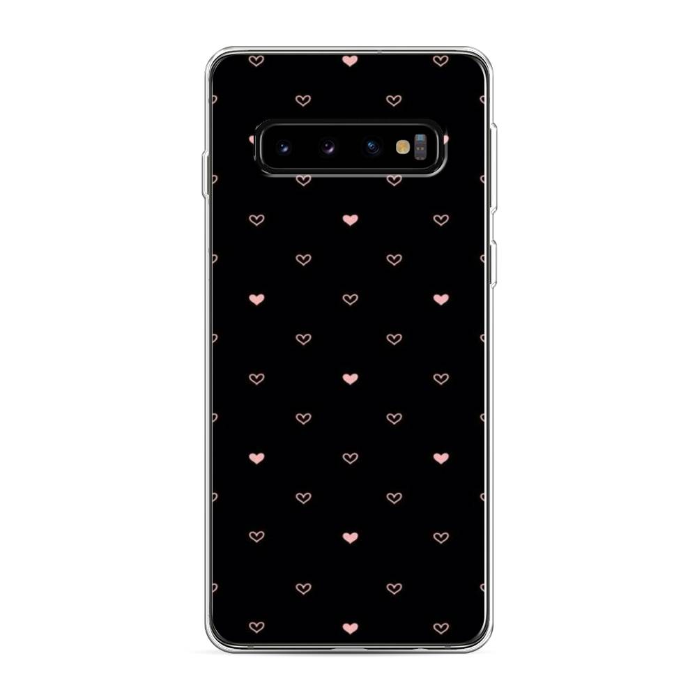 

Чехол Awog на Samsung Galaxy S10 "Черный фон и сердечки", Разноцветный, 27050-3
