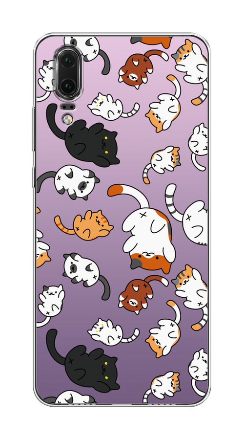 

Чехол Awog на Huawei P20 "Котопад", Фиолетовый;белый, 64350-7