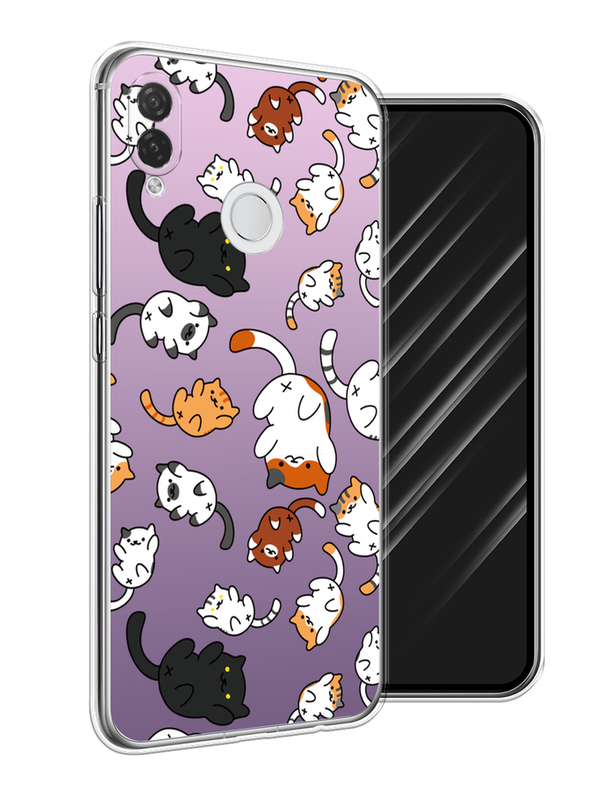 

Чехол Awog на Huawei P Smart Plus "Котопад", Фиолетовый;белый, 68250-7