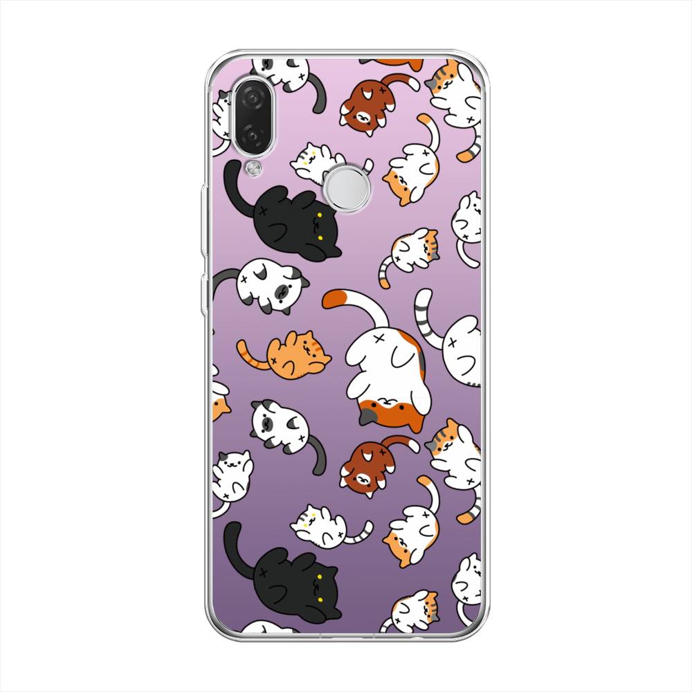 

Чехол Awog на Huawei Nova 3i "Котопад", Фиолетовый;белый, 68350-7