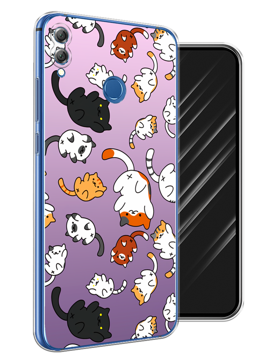 

Чехол Awog на Honor 8X "Котопад", Фиолетовый;белый, 66750-7