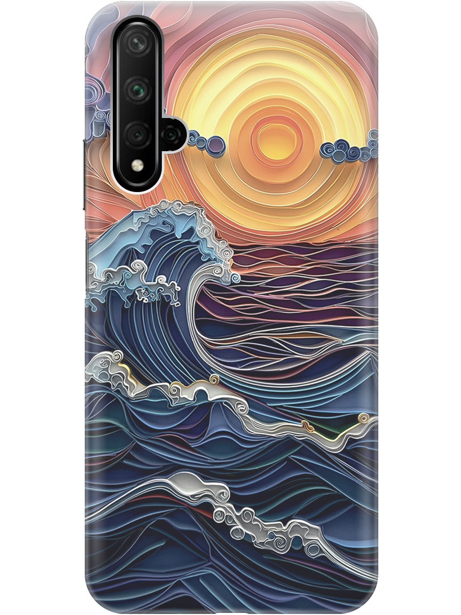 

Силиконовый чехол на Honor 20, Huawei Nova 5T с принтом "Волны на закате", Прозрачный;оранжевый;синий, 721508910
