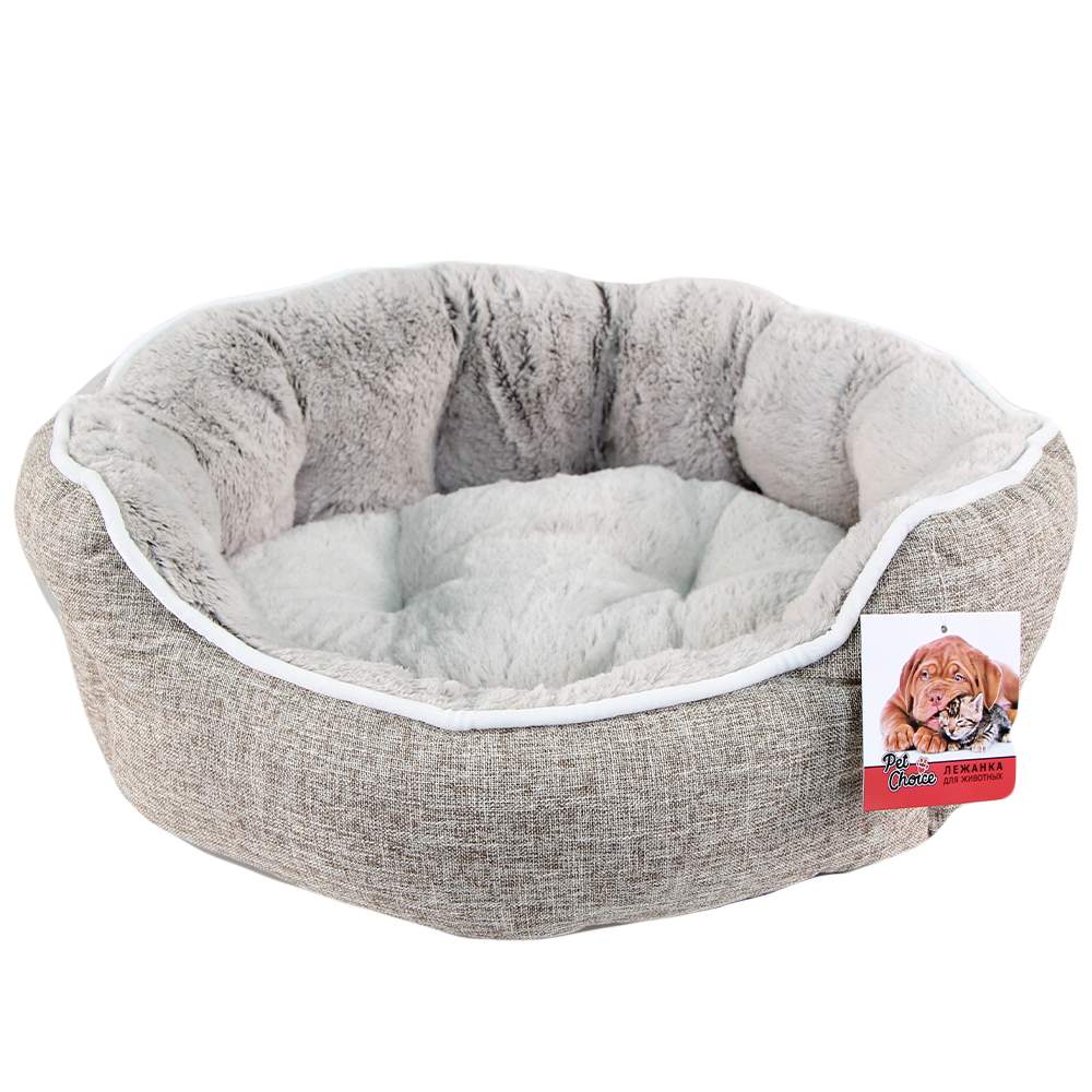 Лежанка для кошки, собаки Pet Choice искусственный мех, текстиль 47x53x18см серый