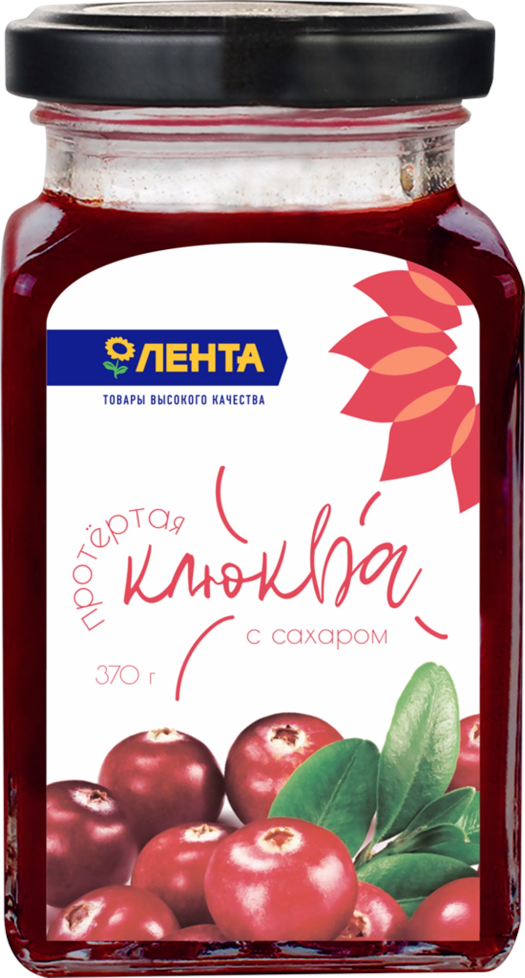 Протертые ягоды Лента Русский музей клюква с сахаром 370 г