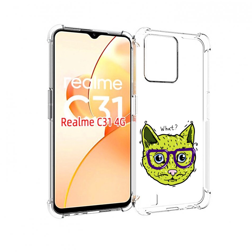 

Чехол MyPads Зеленый кот для OPPO Realme C31, Прозрачный, Tocco