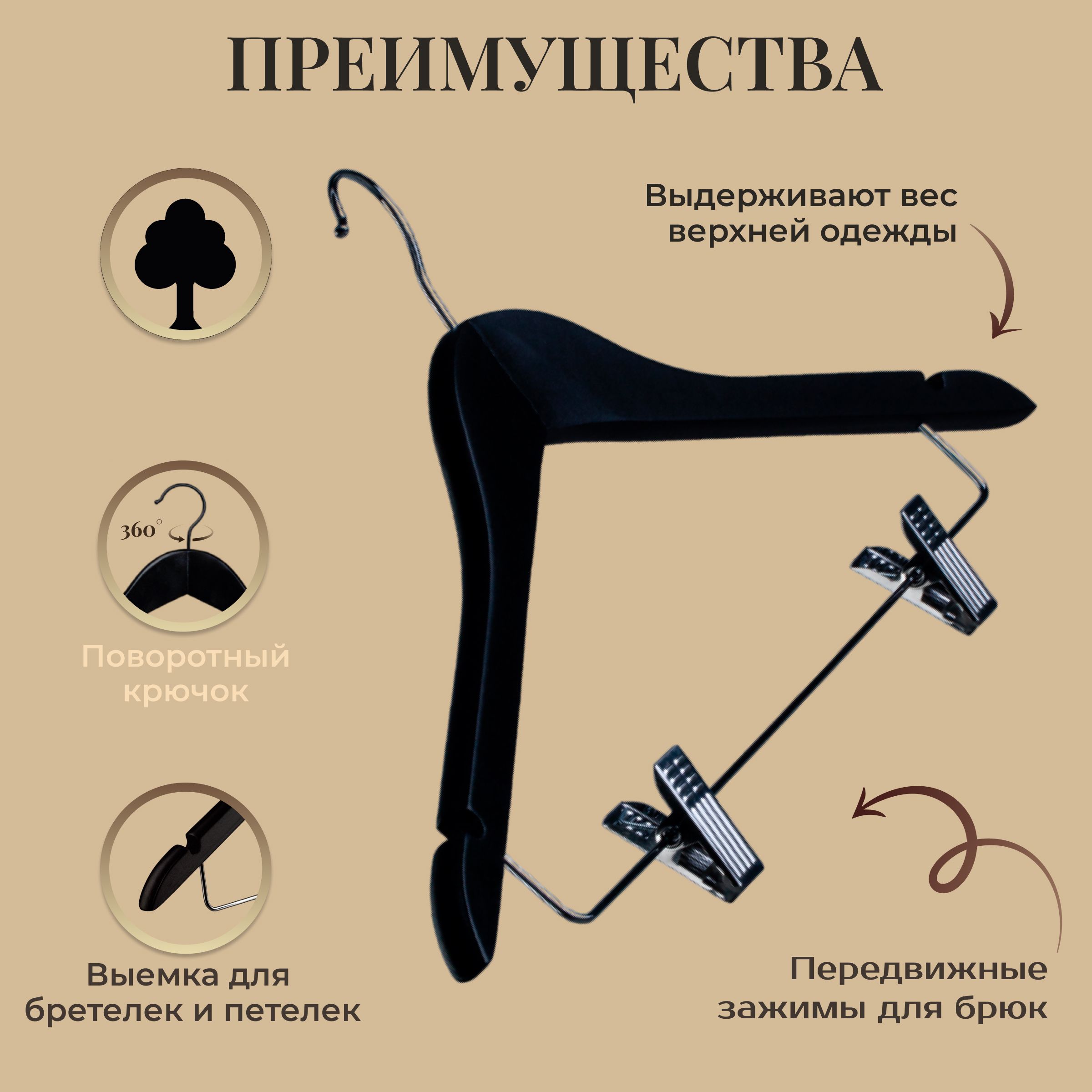 

Вешалка-плечики NoBrand 962739667, Черный