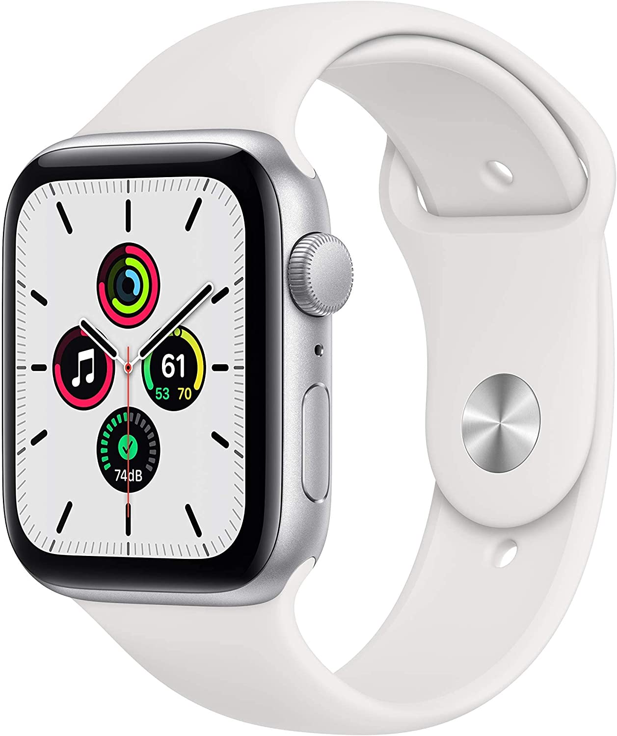 фото Умные часы apple watch se 44 mm sport band silver aluminium