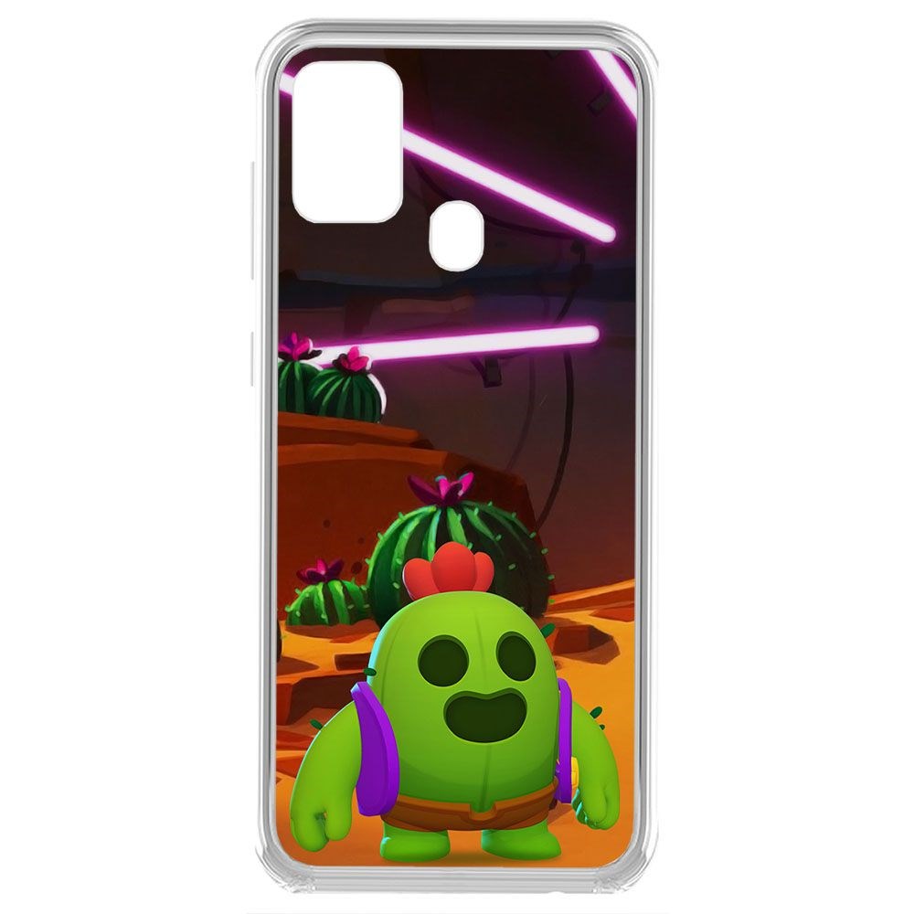 Чехол-накладка Brawl Stars-Спайк для Samsung Galaxy A21s (A217) 600012793976 прозрачный