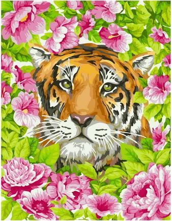 

Картина по номерам Paintboy Original GX 39087 Тигр в цветах 40x50см, GX39087