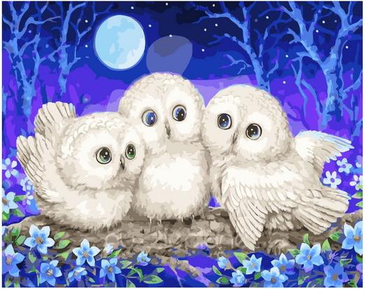 

Картина по номерам Paintboy Original GX 38987 Совята в ночи 40x50см, GX38987
