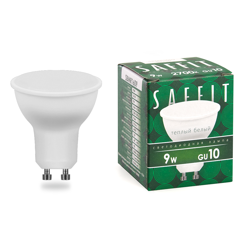

Лампочка светодиодная Saffit SBMR1609, 9Вт GU10 230V упаковка 10 шт 55148, SBMR1609