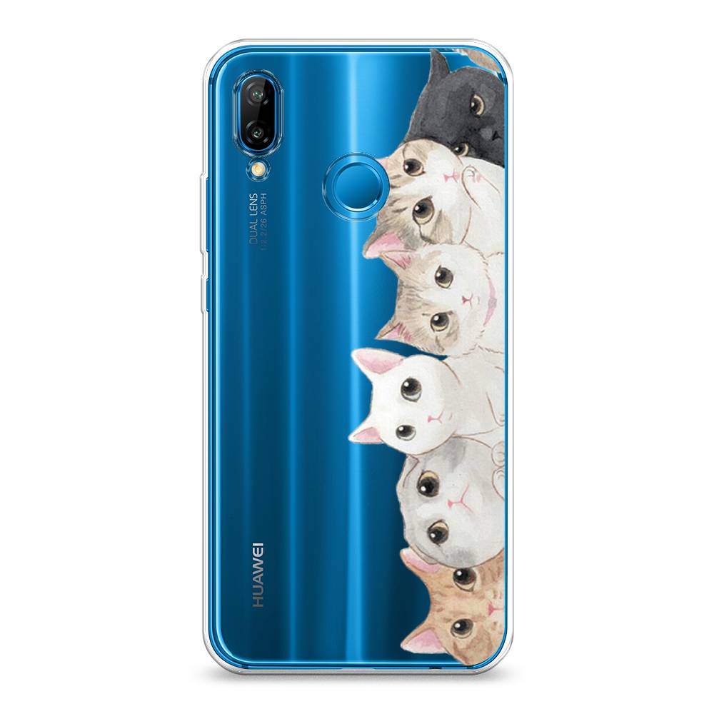 фото Чехол awog "котики" для huawei nova 3e