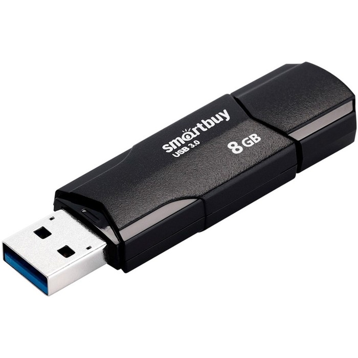 

Флешка Smartbuy 8GBCLU-K3, 8 Гб, USB3.0, чт до 175 Мб/с, зап до 25 Мб/с, Black