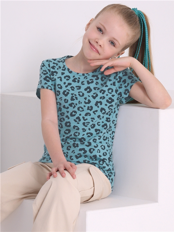 

Футболка детская Апрель ф863001н100Р1, темно-бирюзовый леопард на бирюзовом, 128, ф863001н100Р1