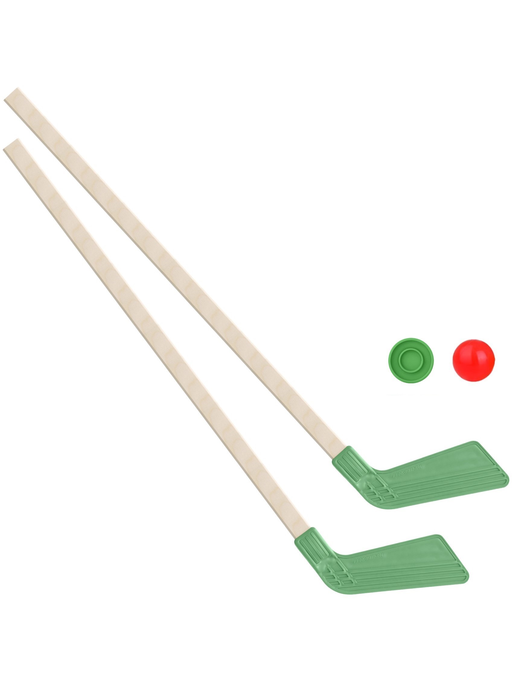 Детский хоккейный набор Задира-плюс Клюшка хоккейная детская 2 шт(зеленые)+шайба+мячик