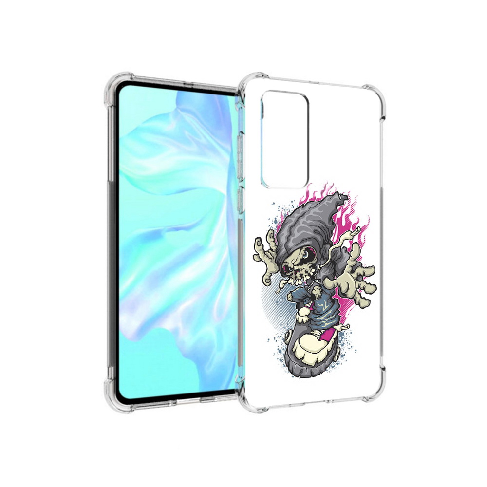 

Чехол MyPads Tocco для Huawei P40 нарисованный скелет на скейт борде, Прозрачный, Tocco