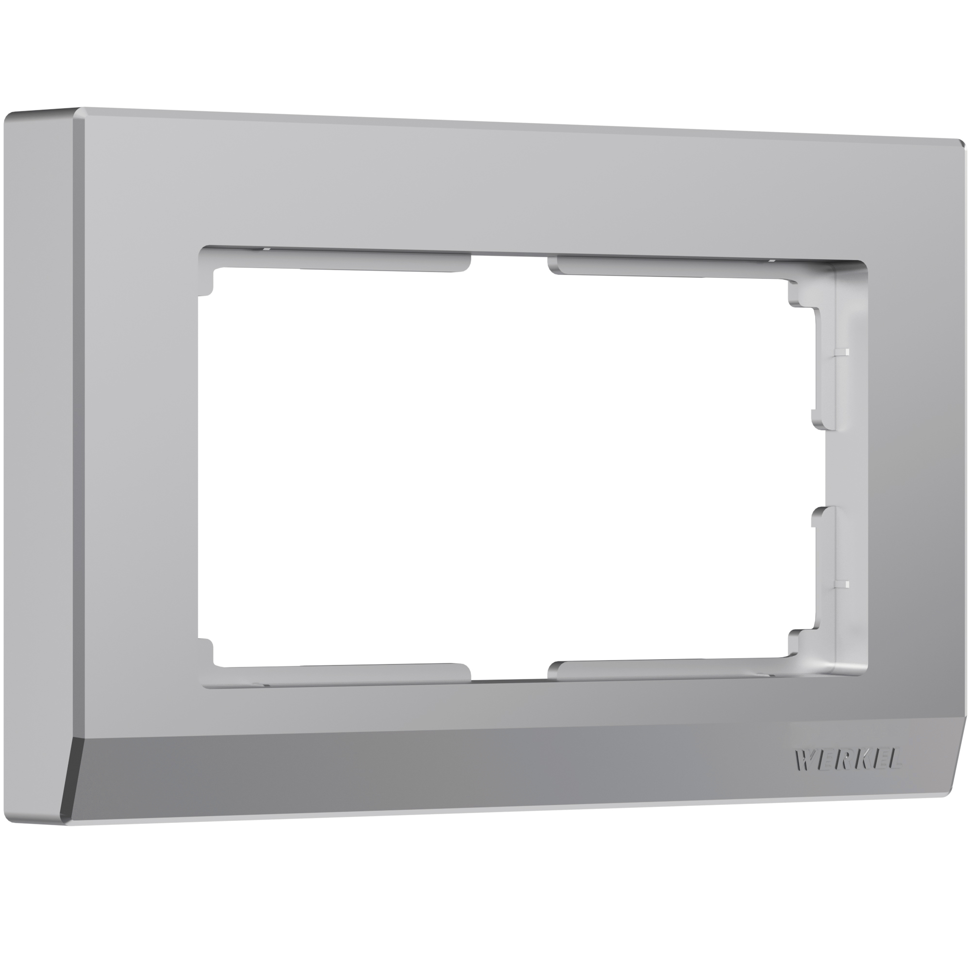 Рамка для двойной розетки Werkel W0081806 Stark серебряный пластик лицевая панель для аудио розетки двойной schneider electric merten system m mtn297960