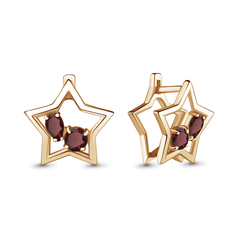 

Серьги из серебра с гранатом Aquamarine 4733303, 4733303_925_з