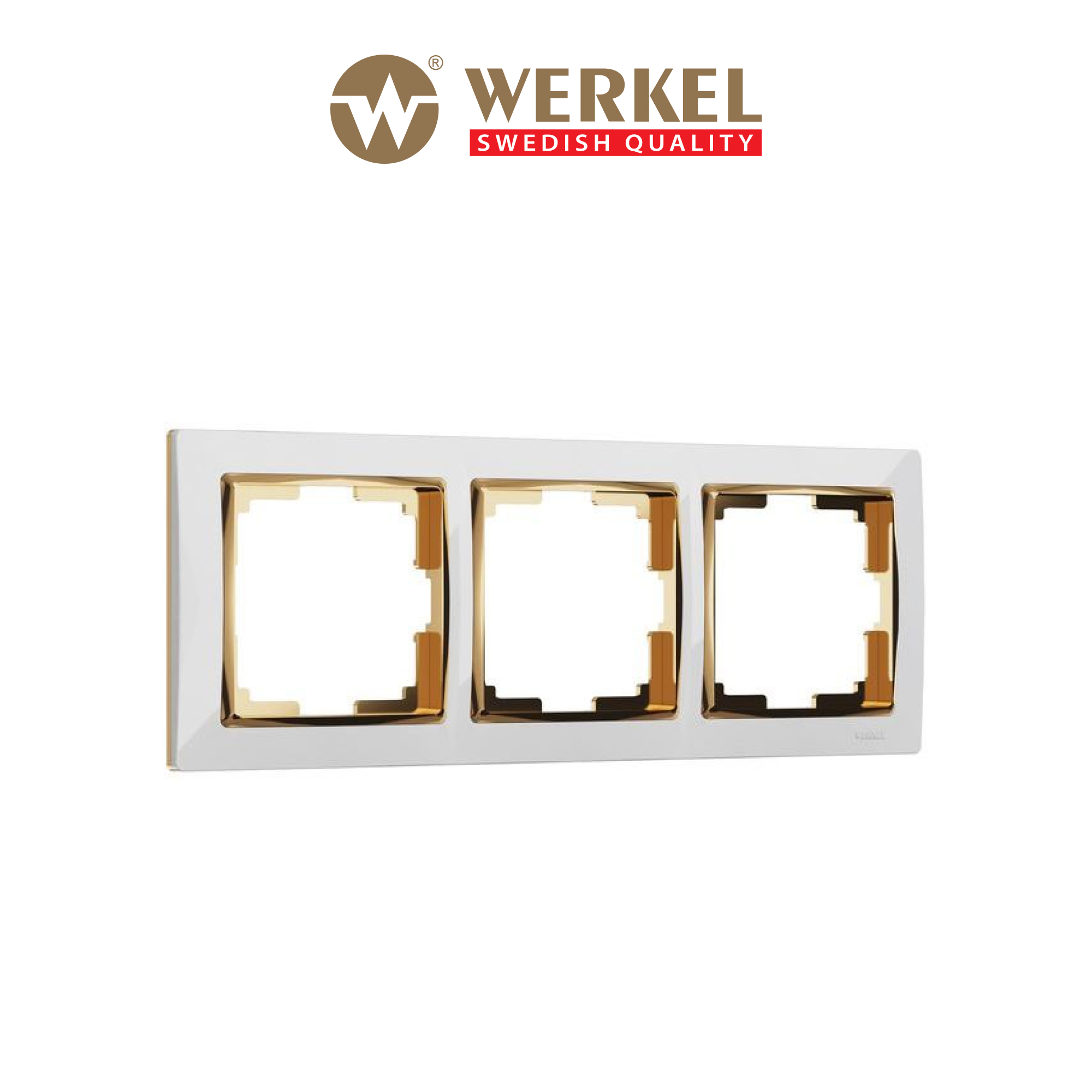 

Рамка для розетки / выключателя на 3 поста Werkel W0031933 Snabb белый/золото пластик