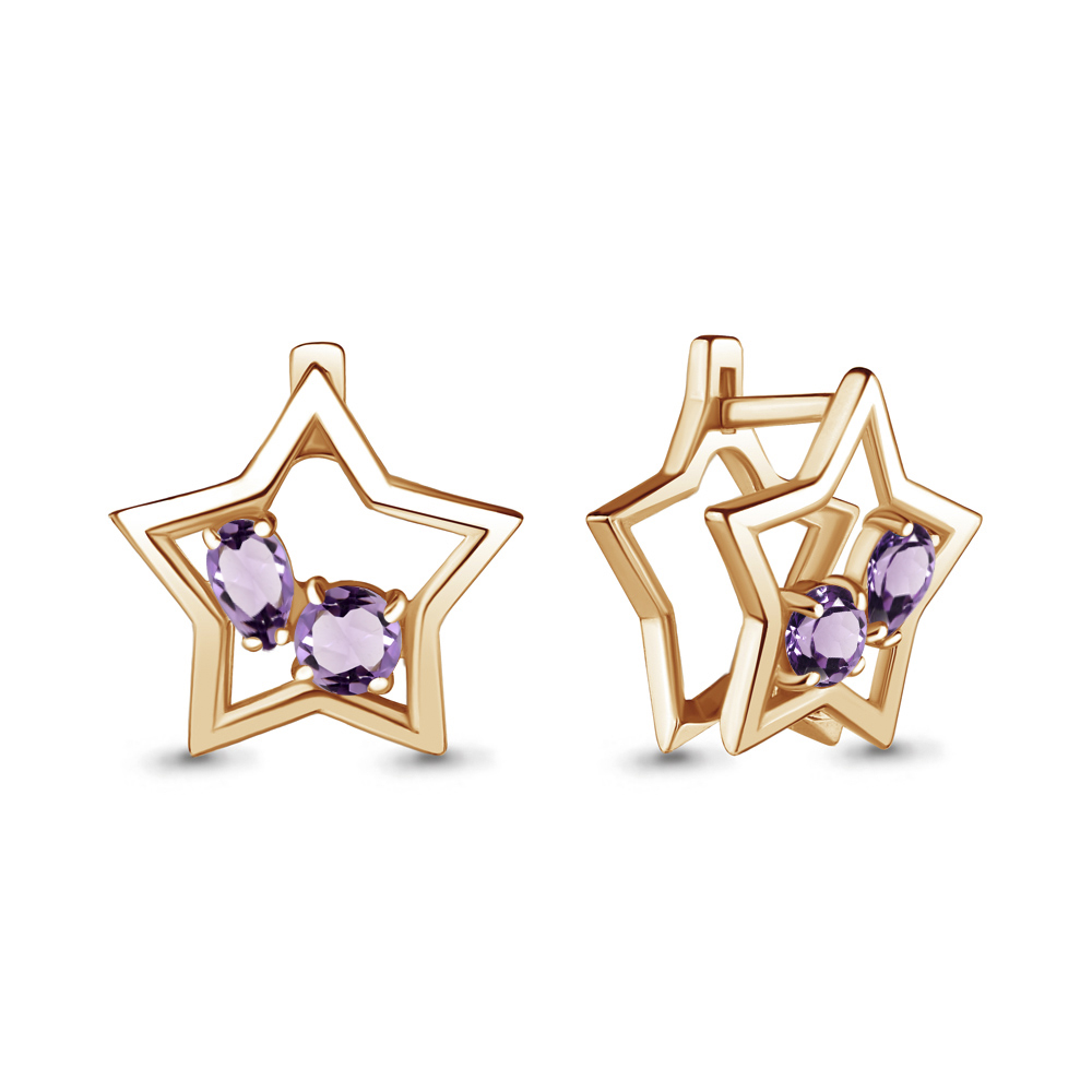 

Серьги из серебра с аметистом Aquamarine 4733304, 4733304_925_з