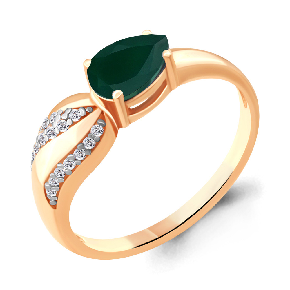 

Кольцо из серебра с агатом/фианитом р. Aquamarine 6904109А, 6904109А_925_з