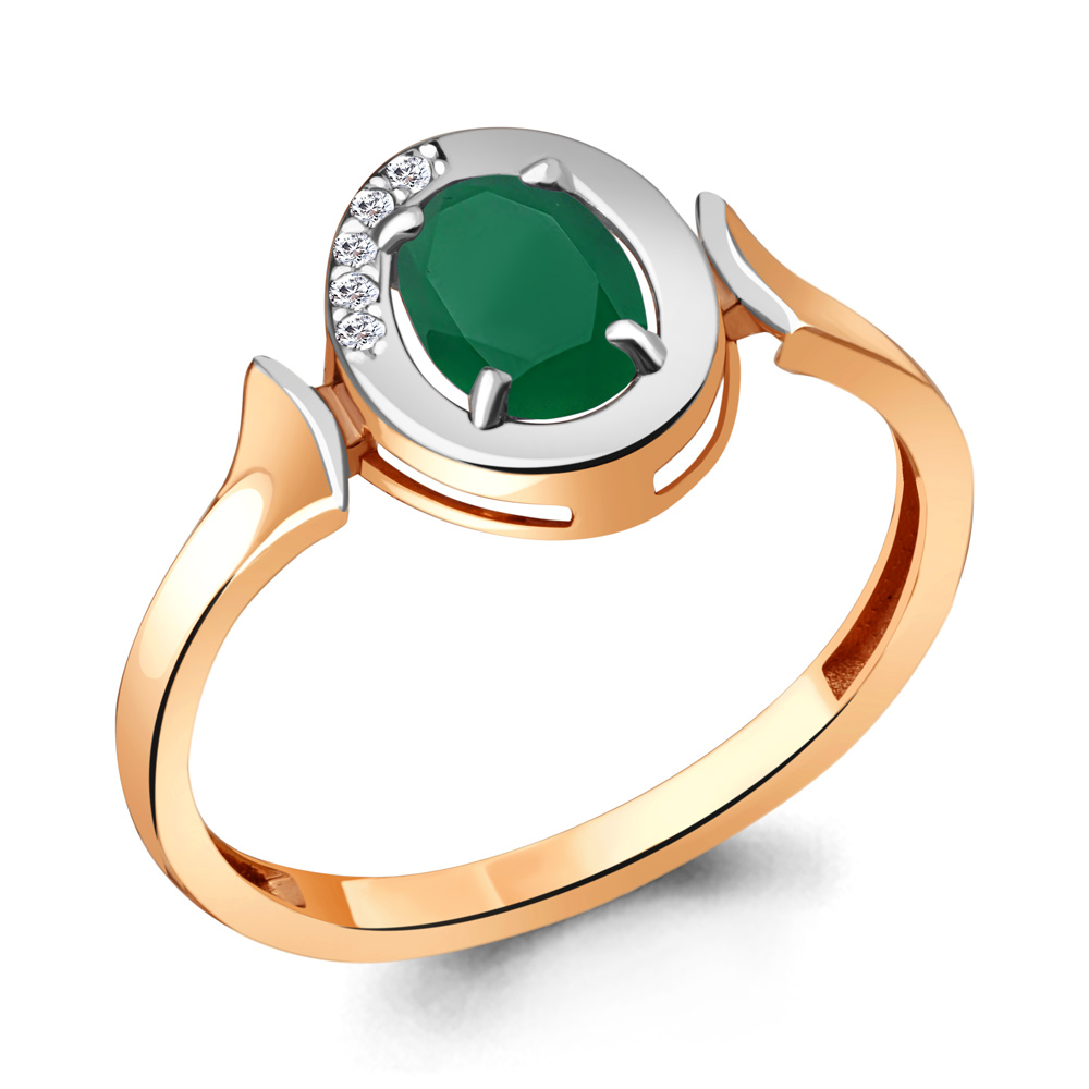 

Кольцо из серебра с агатом/фианитом р., Aquamarine 6942109А, 6942109А_925_з