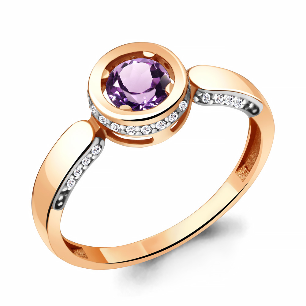

Кольцо из серебра с аметистом/фианитом р., Aquamarine 6940804А, 6940804А_925_з