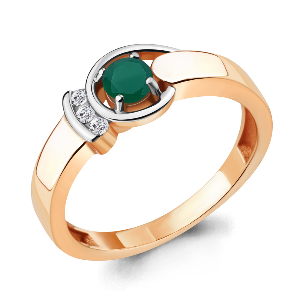 

Кольцо из серебра с агатом/фианитом р. Aquamarine 6932209А, 6932209А_925_з