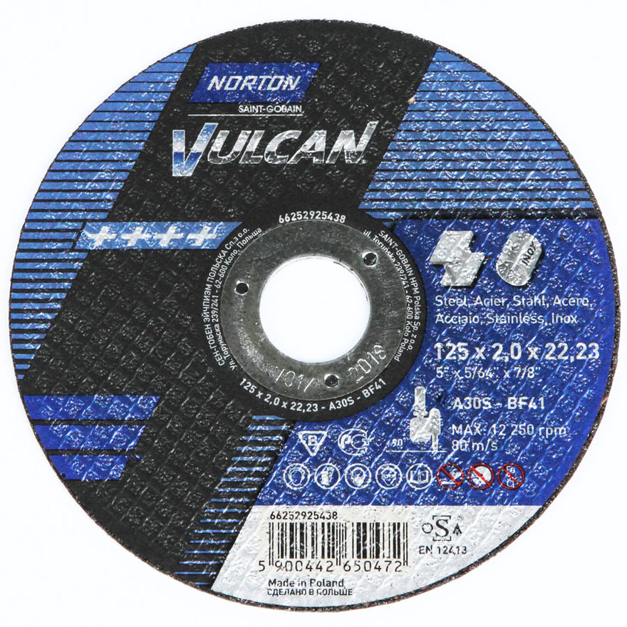 

Круг отрезной NORTON 66252831497 NBDX 100 x 2,5 x 16,0 A36T T42 мет./нерж.