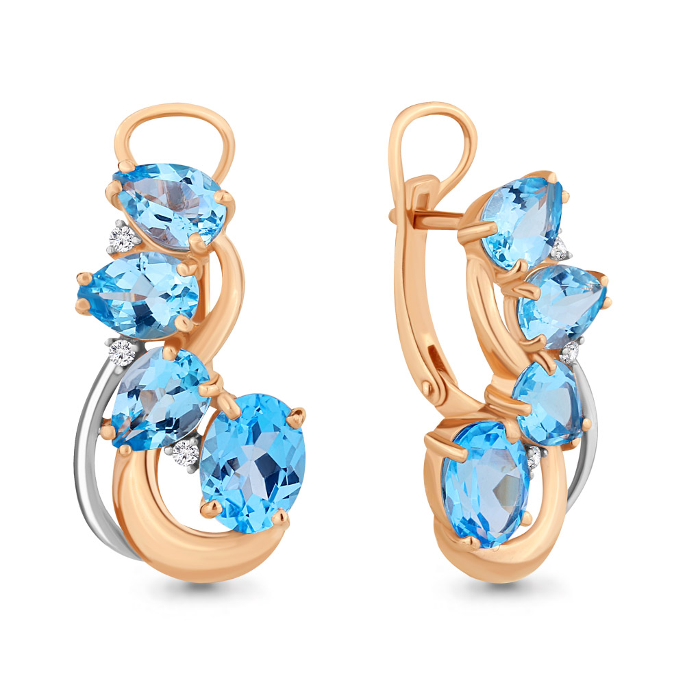 

Серьги из серебра с топазом/фианитом Aquamarine 4706405, 4706405_925_з