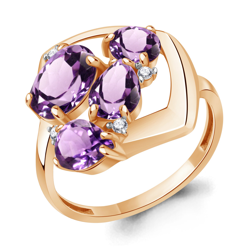 

Кольцо из серебра с аметистом/фианитом р. Aquamarine 6905604А, 6905604А_925_з