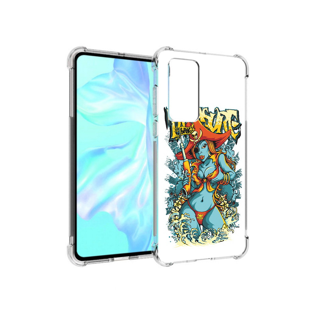 Чехол MyPads Tocco для Huawei P40 нарисованная синяя девушка комикс