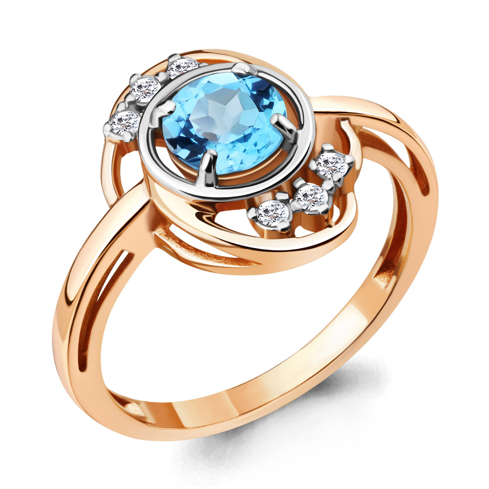 

Кольцо из серебра с топазом/фианитом р., Aquamarine 6932305А, 6932305А_925_з