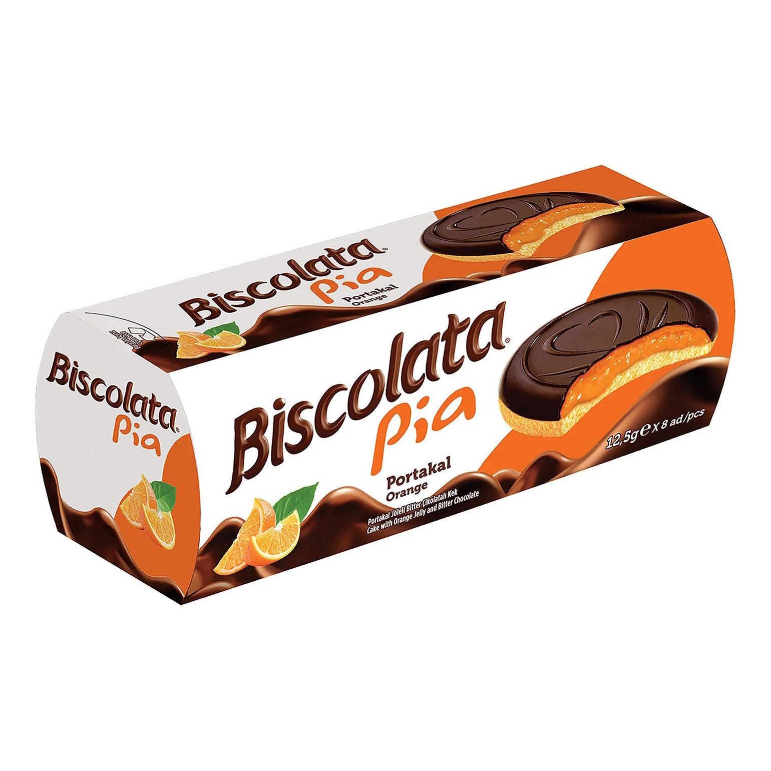 Печенье Biscolata Pia бисквитное с апельсиновой начинкой и шоколадом 100 г