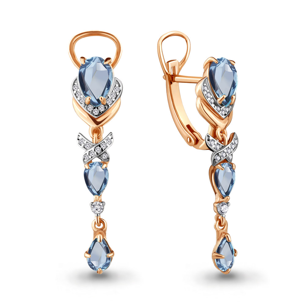 

Серьги из серебра с топазом/фианитом Aquamarine 4707505А, 4707505А_925_з