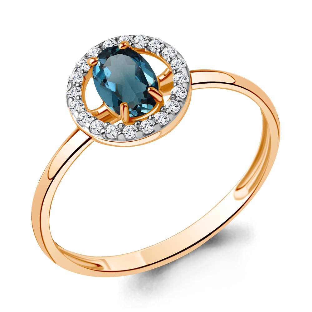 

Кольцо из серебра с топазом/фианитом р. Aquamarine 6901008А, 6901008А_925_з