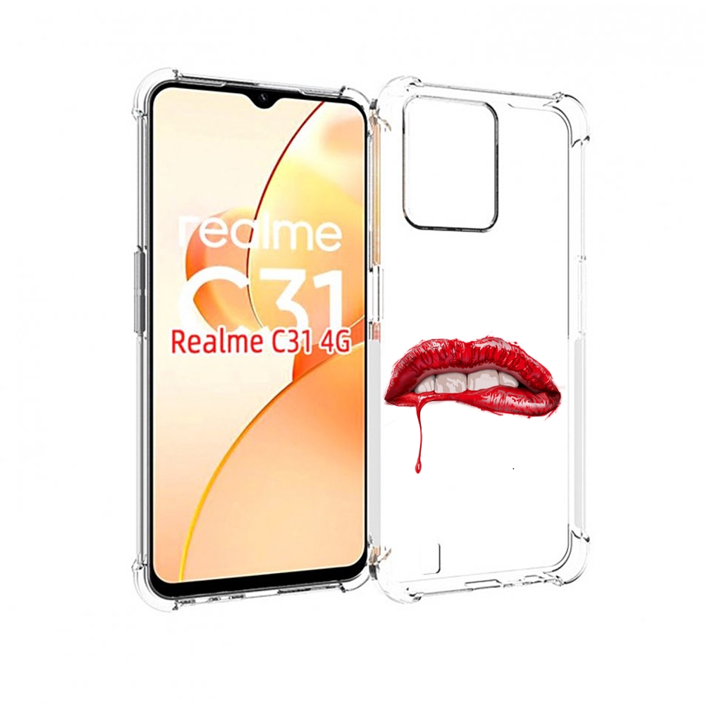 

Чехол MyPads яркие красные губы для OPPO Realme C31, Прозрачный, Tocco