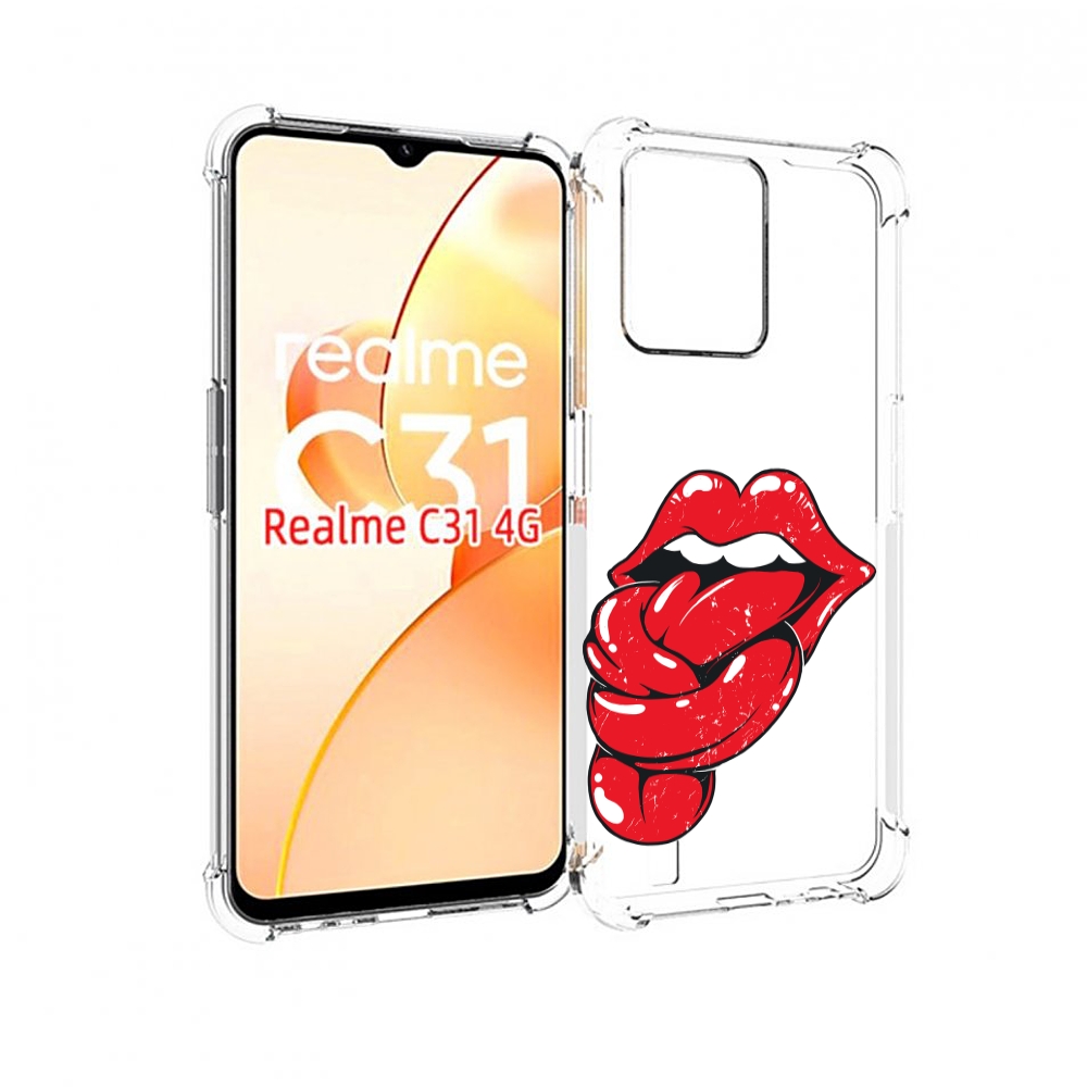 

Чехол MyPads яркие губы с языком для OPPO Realme C31, Прозрачный, Tocco