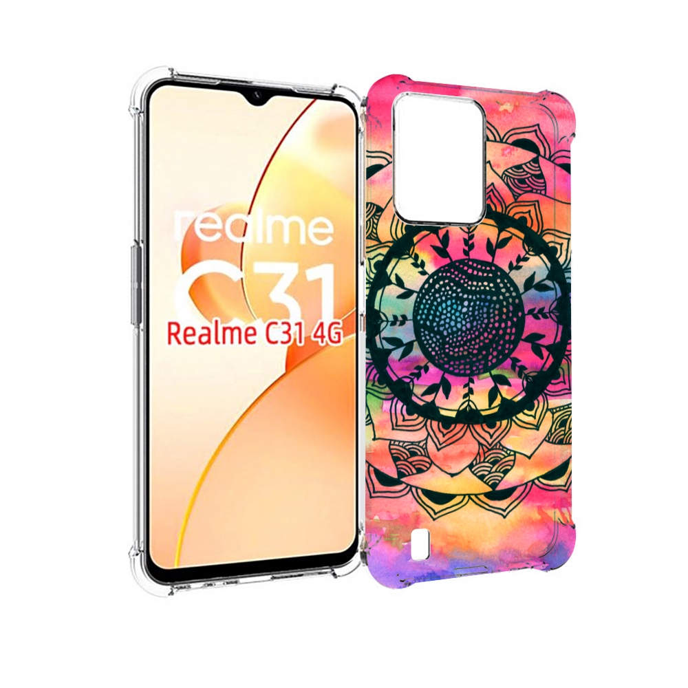 

Чехол MyPads яркая абстракция круглый цветок для OPPO Realme C31, Прозрачный, Tocco